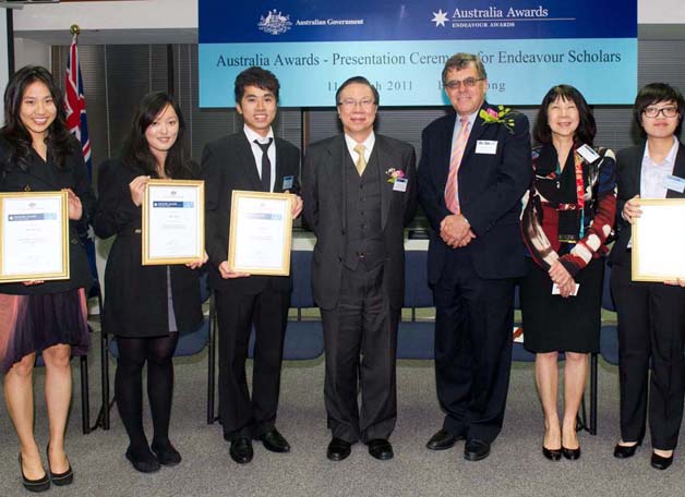 Four students, from CUHK and La Trobe and Adelaide Universities, were awarded scholarships for exchange programmes in Hong Kong and in Australia.