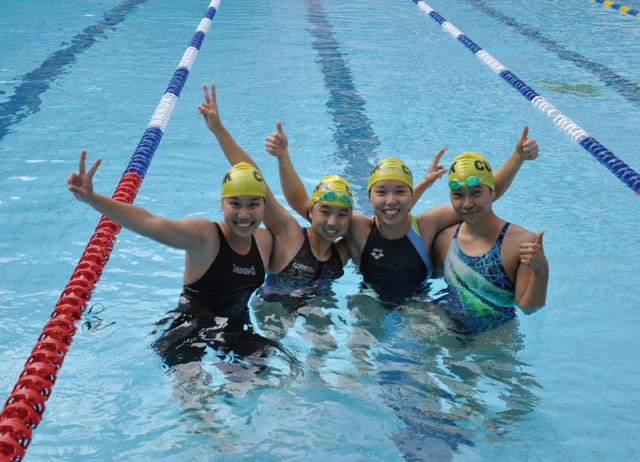 中大运动员连番报捷<br><br>在大专水运会，中大健儿夺得女子团体冠军、男子团体亚军，以及男女子团体总冠军。