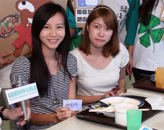 A student body, Green World, has been organizing a 'Clean the Plate' campaign since March 2013. The committee members of the organization distribute food and beverage coupons to reward students who have finished all their food and to encourage those who haven't to do so, in the hope that the financial incentive will serve as tinder for long-term behavioural change.