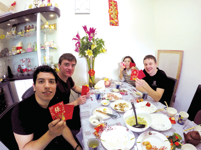 Exchange students visit a local student’s home during the Chinese New Year to experience the traditional festivities (Photo provided by Ruby Cheung)