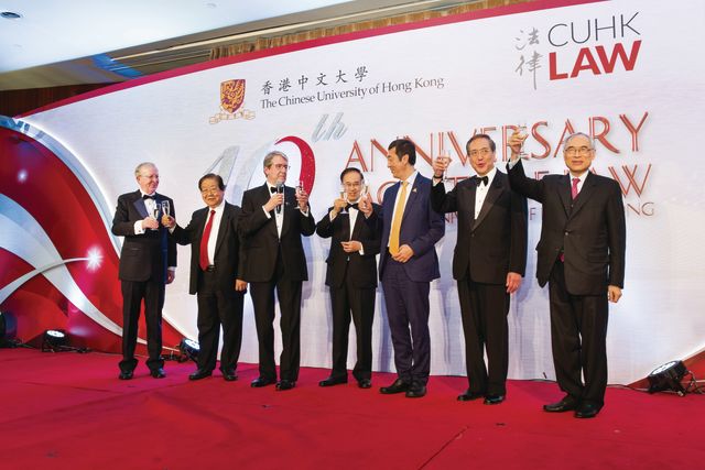 (From left to right) Prof. Mike McConville, Prof. Ambrose King, Prof. Christopher Gane, the Hon. Mr. Justice Patrick Chan, Prof. Joseph Sung, Prof. the Hon. Arthur Li and Prof. Lawrence J. Lau